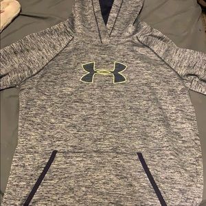 Under armour blue and lime green trimmed hoodie.